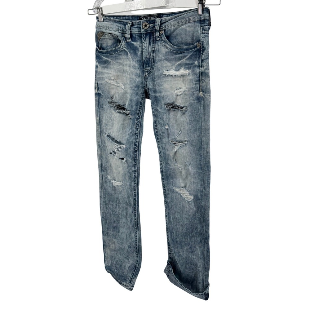 Salvage‎ Buckle Havoc Boot Cut Jeans Mens 29x35 Blue Distressed Slim Distressed